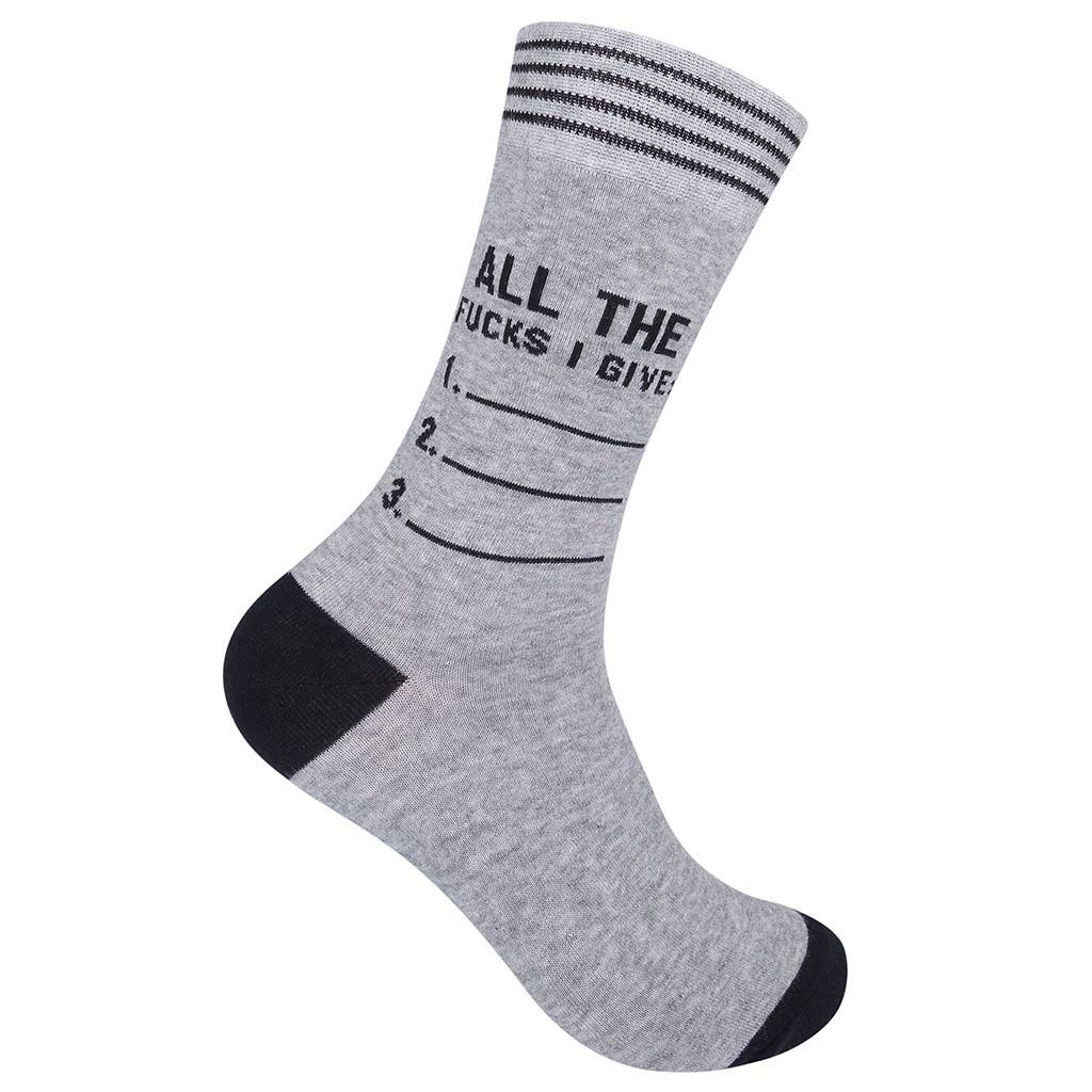 List Of All The Fucks I Give Socks - Closeout | Funatic - HER Home Design Boutique